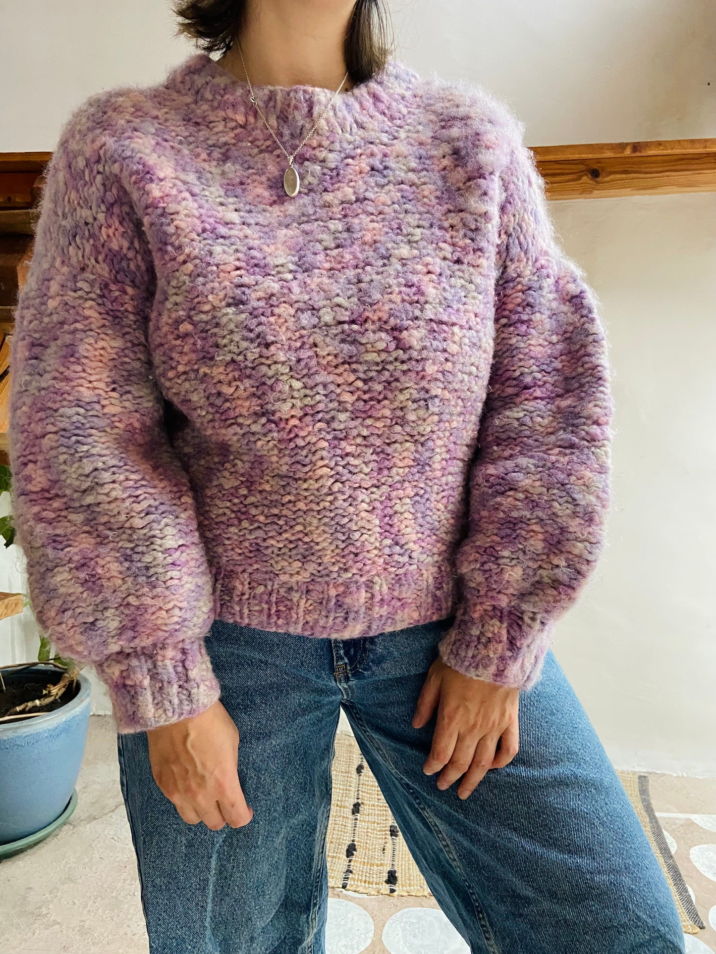 VINTAGE 90’s Purple Chunky Knit Jumper - L