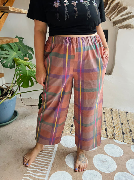 DESERT FOX Lola Bright Checked Wide Leg Trousers - S/M