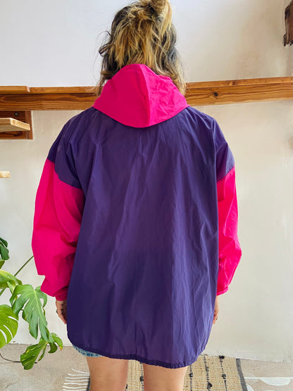 VINTAGE 80’s Pink & Purple Rain Coat Jacket - L