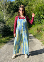 DESERT FOX Bohemian Stripe Wide Leg Dungarees - L - UK 12-16