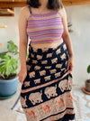 VINTAGE Indian Elephant Print Wraparound Maxi Skirt - S/M/L