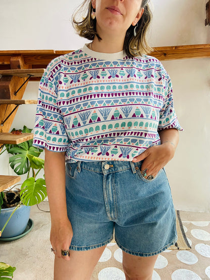 VINTAGE 90’s Bohemian Patterned Oversized Tee T-Shirt - M/L