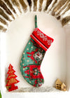 DESERT FOX Handmade Vintage Fabric Christmas Stocking - Traditional Christmas Woven