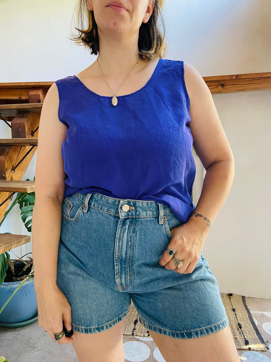 VINTAGE 90's Purple Silky Tank Top - S/M