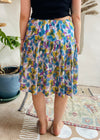 VINTAGE 80’s Bright Floral Midi Skirt - M/L