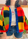 VINTAGE Hand Knitted Patchwork Harry Styles Cardigan - M