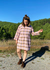 DESERT FOX Dahlia Dress - Pink & Brown Checked - M/L