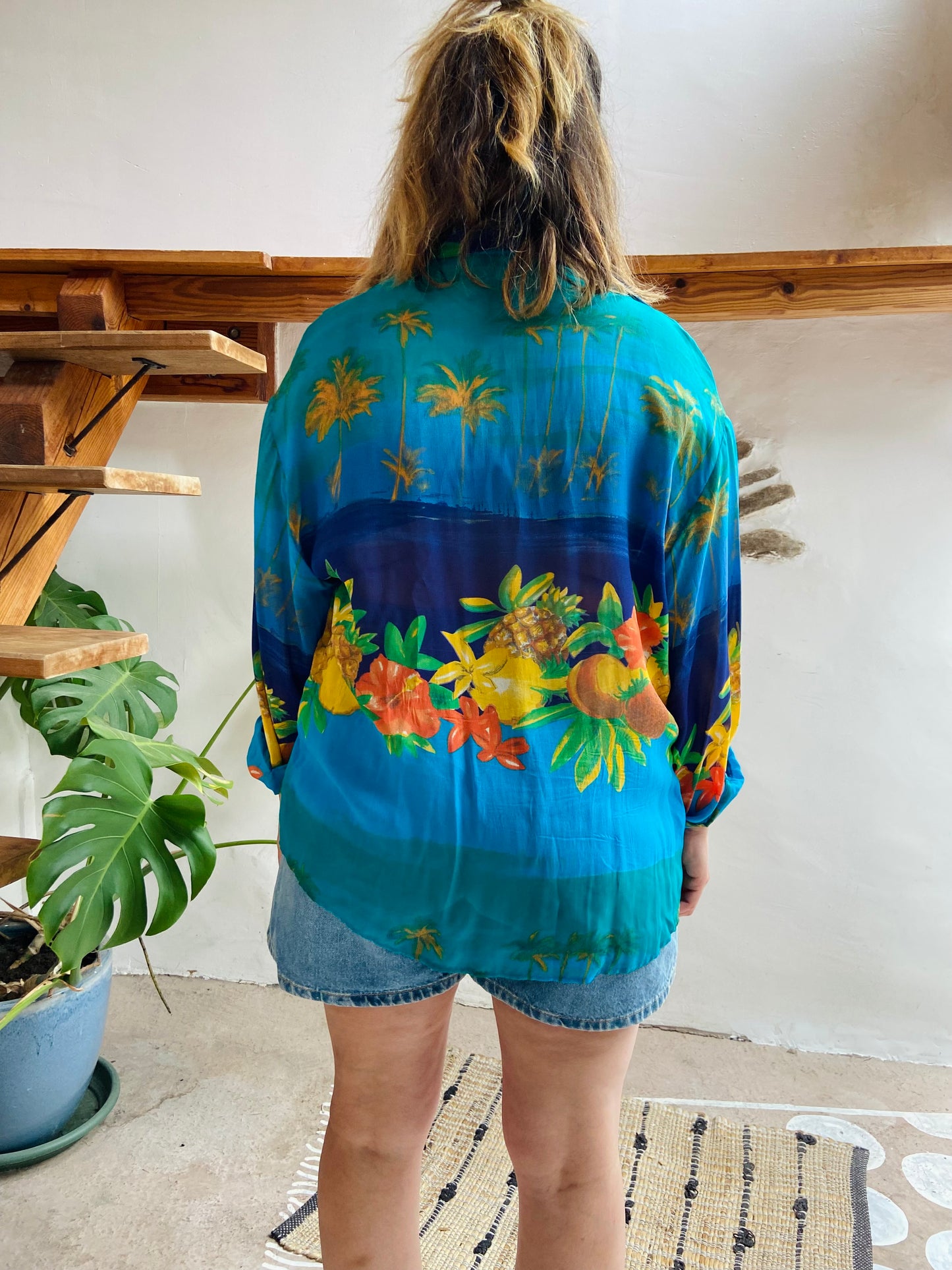 VINTAGE 90's Tropical Fruit Print Shirt - M/L