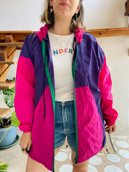 VINTAGE 80’s Pink & Purple Rain Coat Jacket - L