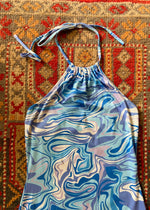 Y2K Blue Swirl Print Stretchy Mini Dress - S/M