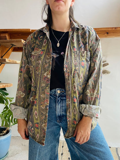VINTAGE Provencal Bohemian Pattern Long Sleeve Shirt - M/L