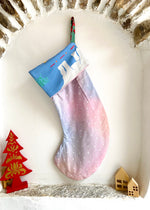 DESERT FOX Handmade Vintage Fabric Christmas Stocking - Children’s Animal Snowfall