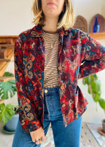 VINTAGE 70's Bohemian Pattern Loose Lightweight Jacket - S/M