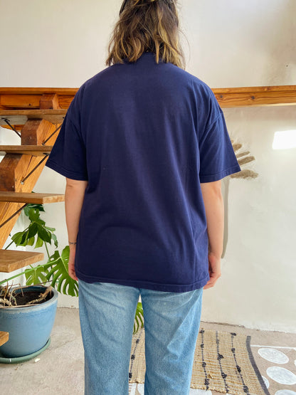 VINTAGE Naf Naf 90’s Blue Embroidered T-shirt Tee - M/L