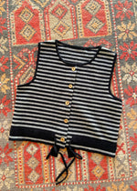 VINTAGE Stripe Knit Button Up Cropped Top - S