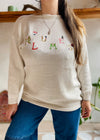 VINTAGE - 90’s White Embroidered Logo Sweater Jumper - L