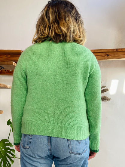 VINTAGE 90’s Green Fun Long Sleeve Jumper - S/M