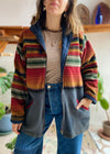 VINTAGE Stripe Hippie Long Sleeve Zip Up Cardigan Hoodie - L