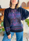 VINTAGE 90's Bohemian Pattern Knit Jumper - L