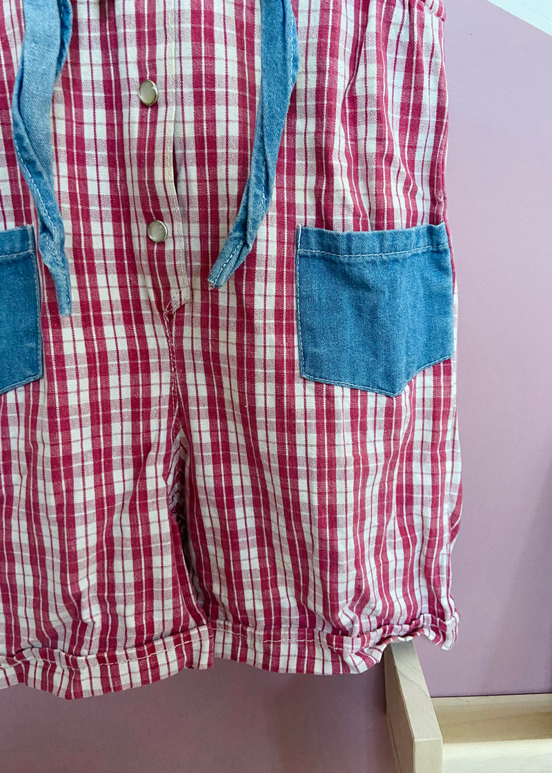 VINTAGE KIDS 90’s Checked Denim Romper Playsuit - 3 Years