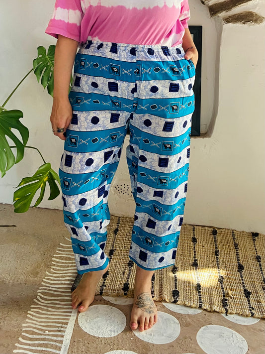 VINTAGE 90’s Blue Bohemian Pattern Loose Trousers - M