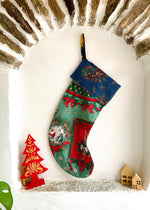 DESERT FOX Handmade Vintage Fabric Christmas Stocking - Traditional Christmas Paisley