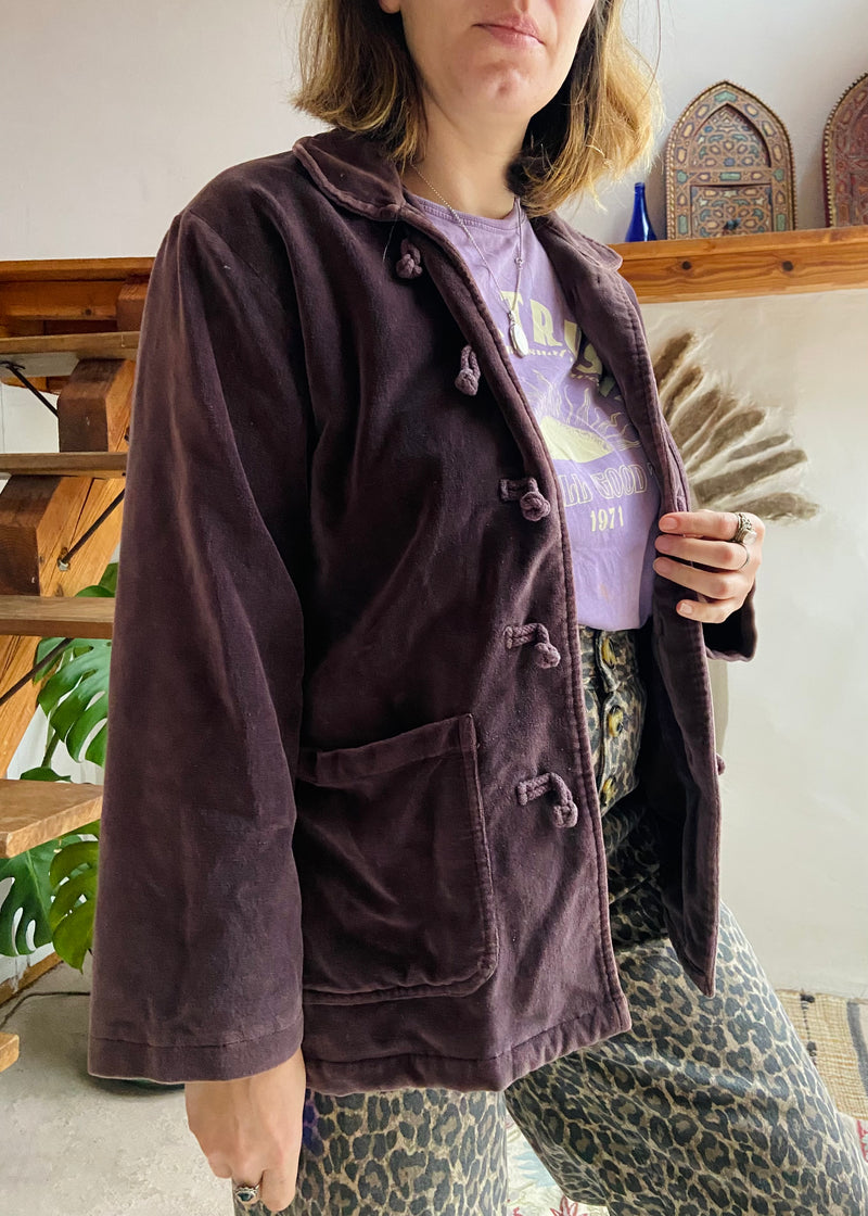 VINTAGE 90's Dusty Purple velvet Long Sleeve Jacket - M