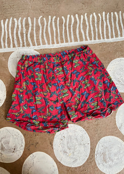 VINTAGE 90's Red Butterfly Print Boxer Shorts - M/L
