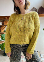 VINTAGE 90's Yellow Marl Long Sleeve Slouchy Jumper - M