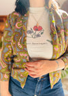 VINTAGE 70’s Paisley Pink & Green Patterned Jacket - S