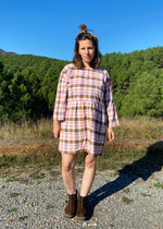 DESERT FOX Dahlia Dress - Pink & Brown Checked - M/L