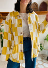 VINTAGE 90's Checkerboard Yellow and White Cotton Jacket - M