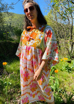 DESERT FOX Sienna Dress - Midi Orange Florals - M/L