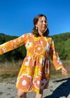 DESERT FOX Dahlia Dress - 70's Orange Swirl - M/L