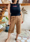 VINTAGE 90’s Brown Stripe Wide Leg Cropped Trousers - L