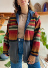 VINTAGE Stripe Hippie Long Sleeve Zip Up Cardigan Hoodie - L