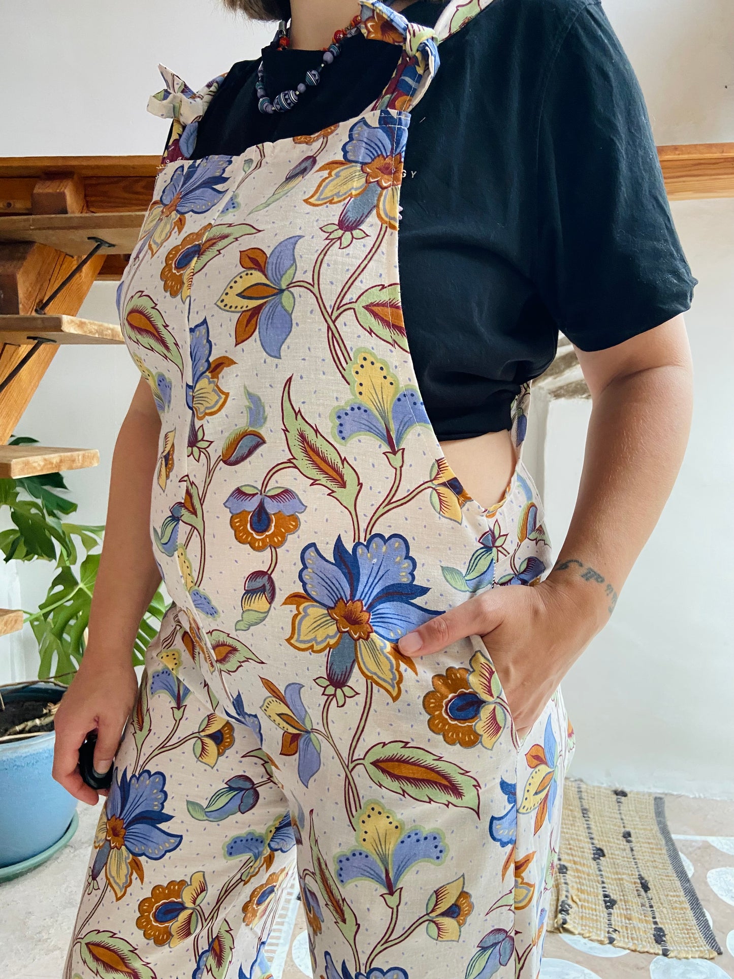 DESERT FOX Bohemian Print Long Length Dungarees - S/M