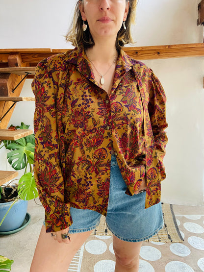 VINTAGE 80’s Paisley Long Sleeve Patterned Shirt - M/L