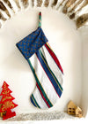 DESERT FOX Handmade Vintage Fabric Christmas Stocking - Paisley Stripe