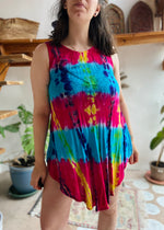 VINTAGE 90's Tie Dye Rainbow Mini Dress - S/M