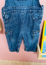 VINTAGE Denim Cargo Blue Long Length Dungarees - 12 Months