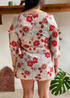 VINTAGE 90's Floral Print Bell Sleeve Mini Dress - S/M