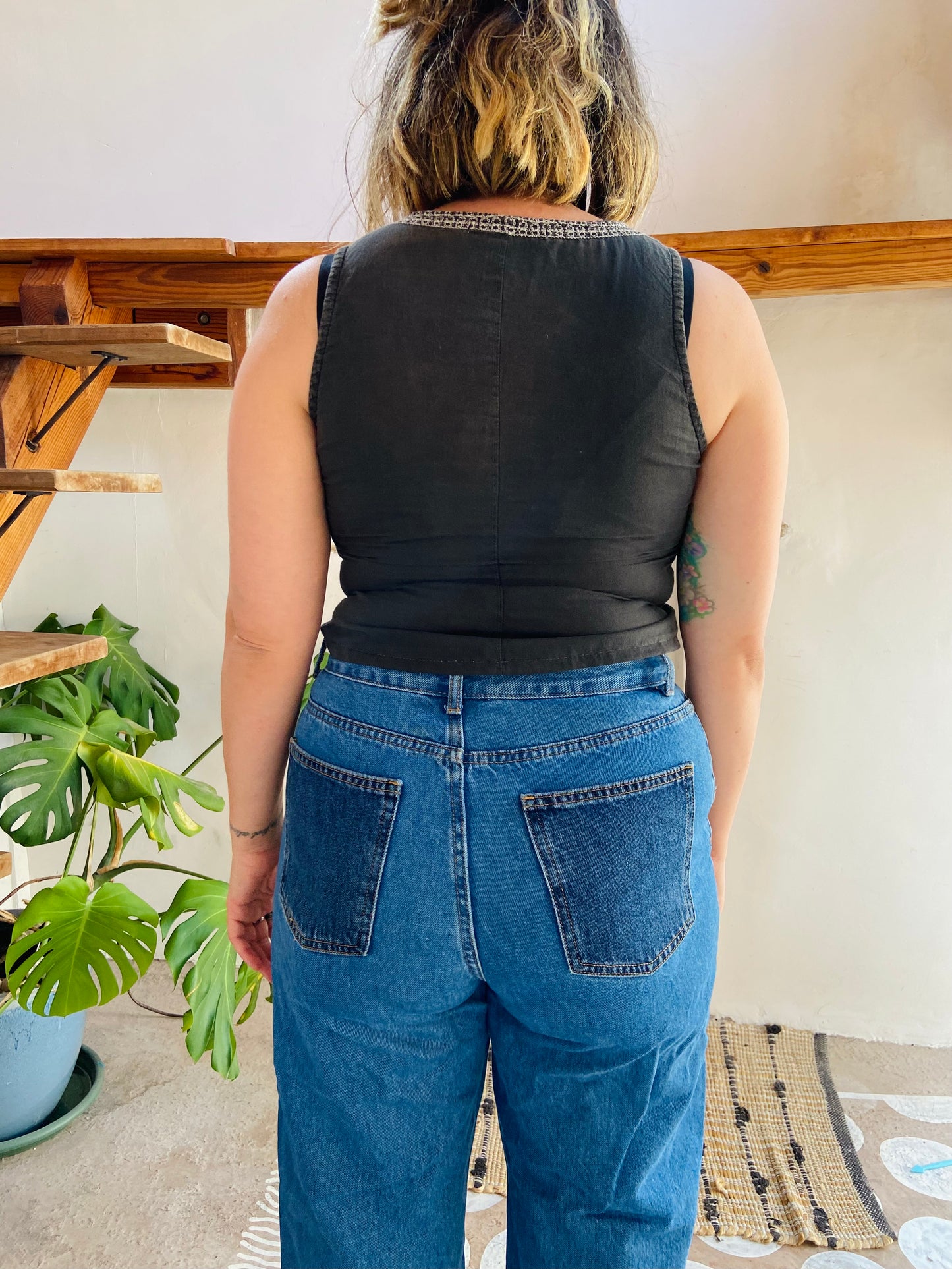 VINTAGE 90's Bohemian Embroidered Crop Top - S