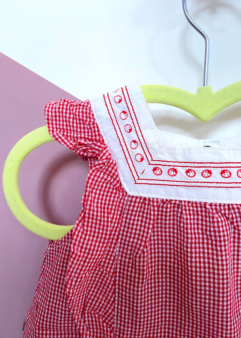 VINTAGE KIDS Red Gingham Strawberry Embroidered Top - 6 Months