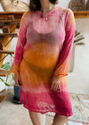 VINTAGE 90’s Ombré Tie Dye Sheer Kaftan Dress - M/L