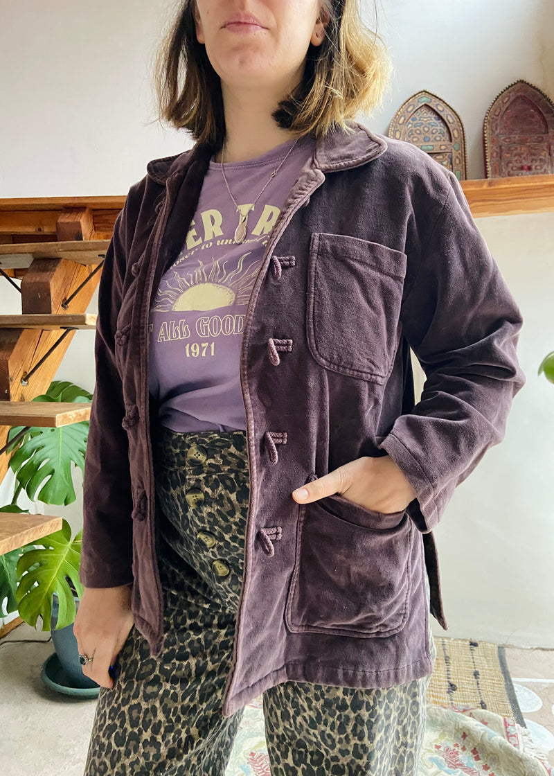 VINTAGE 90's Dusty Purple velvet Long Sleeve Jacket - M