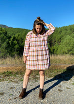 DESERT FOX Dahlia Dress - Pink & Brown Checked - M/L