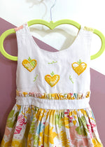 VINTAGE Kids 90’s Floral Embroidered Yellow Dress - 2-3 years