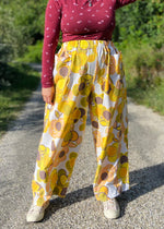 DESERT FOX Mia Wide Leg Trousers - Orange 70's Florals - S/M