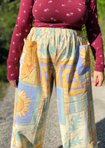 DESERT FOX Mia Wide Leg Trousers - Sunflower Patchwork Print - S/M